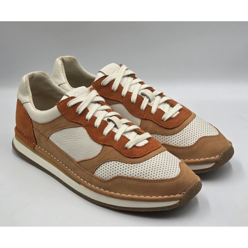 Clarks Craftrun Tor Leather Suede Lifestyle Casual Sand Sneakers Men's Size 12